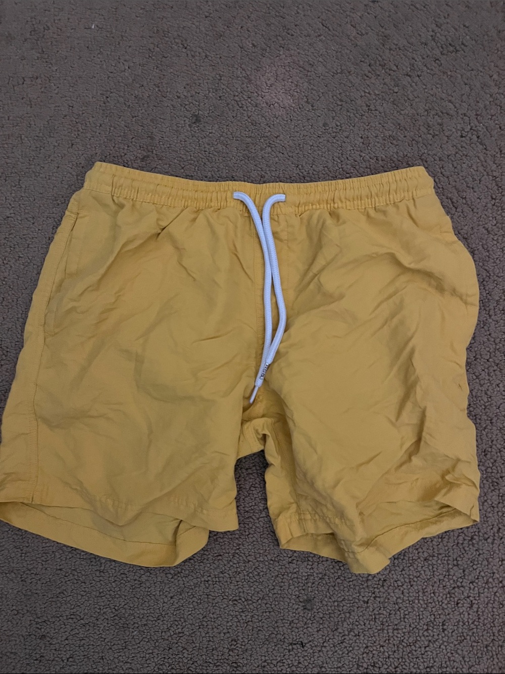 RSQ Men's Yellow Athletic Drawstring Shorts with White Cord